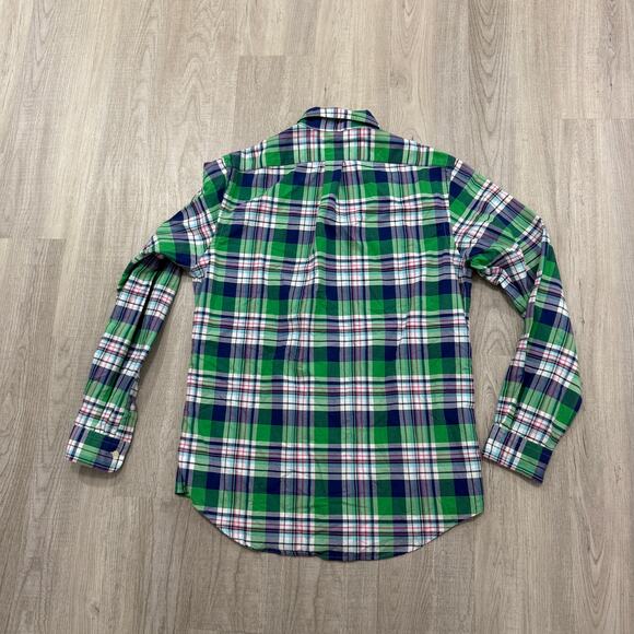 Polo Ralph Lauren Button Shirt Mens Medium Green Blue Plaid Check Flannel Preppy - Picture 7 of 9